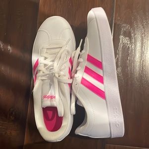 Pink and white kids adidas